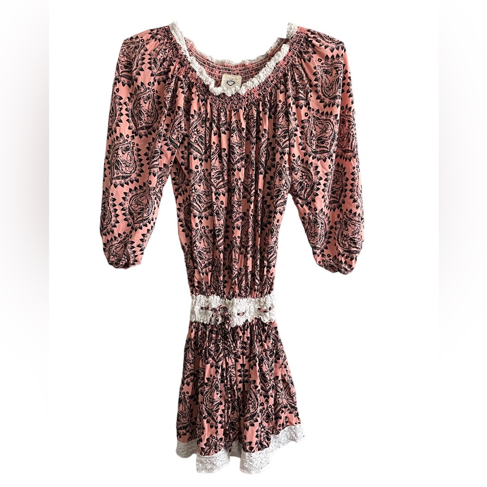 Free People Off The Shoulder Coral Boho Dress EUC Size Medium